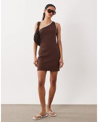 ASOS - Structured Rib One Shoulder Mini Dress - Lyst