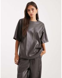 ASOS - Faux Leather Oversized Top Co-ord - Lyst