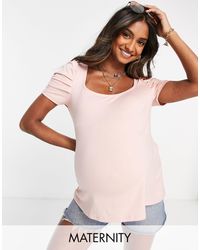 Missguided T-shirt With Gathered Sleeve - Pink