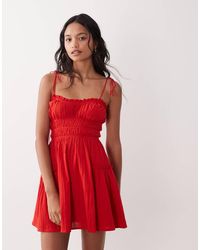 ASOS - Vestido Veraniego Corto Fruncido Faith De -Neutro - Lyst
