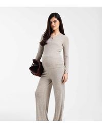 Mama.licious - Mamalicious Maternity Over The Bump Wide Leg Tie Waist Pants - Lyst