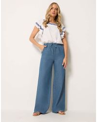 Long Tall Sally - Washed Pull On Wide Leg Jeans - Lyst