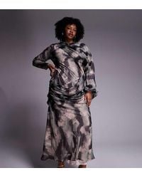 ASOS - Asos Design Curve Drape Front Blouson Sleeve Maxi Dress - Lyst