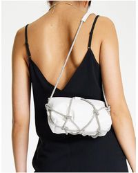 ASOS Shoulder Bag With Diamante Strapping Detail - White