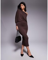 ASOS - Fallen Shoulder Slouchy Batwing Midi Dress - Lyst