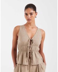 JJXX - Co-ord Linen Blend Tie Up Front Top - Lyst