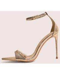 Public Desire - Kelisa Gold Cracked Pu Pointed Toe Barely There Stiletto High Heels - Lyst