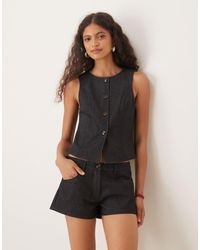 Motel - Anila Button Through Denim Vest - Lyst