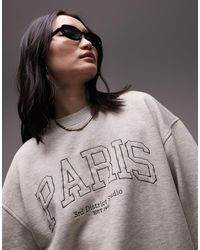 TOPSHOP - Graphic Paris Embroidered Oversized Sweat - Lyst