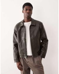 Abercrombie & Fitch - Cropped Vegan Leather Zip Jacket - Lyst