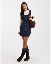 Miss Selfridge - Button Through Denim Mini Dress - Lyst