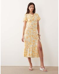Nobody's Child - Cheryl Cowl Neck Flutter Sleeve Split Detail Midi Dress - Lyst
