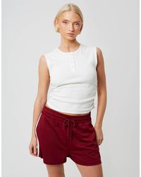Brave Soul - Sleeveless Button Neck Top With Ruched Detail - Lyst
