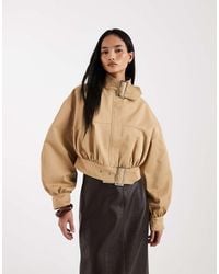 ASOS - Giacca Corta Color Pietra Con Collo A Imbuto E Fibbia - Lyst