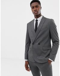 Only & Sons Double Breasted Suit Jacket - Gray