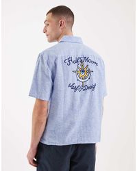 Hollister - Overhemd Van Linnenmix Met Grafische Print Op De Achterkant En Korte Mouwen - Lyst