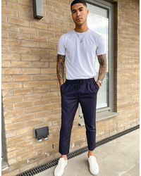 Joggers eleganti blu navy gessatoNew Look in Cotone da Uomo colore Blu |  Lyst