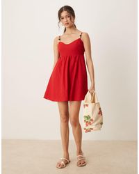 Abercrombie & Fitch - Spaghetti Strap Sweetheart Neckline Babydoll Mini Dress - Lyst