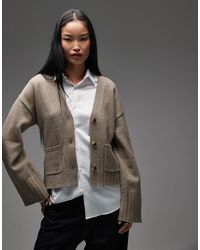 & Other Stories - Wool Blend Cardigan With Cinched Waist And Volume Sleeves - Lyst