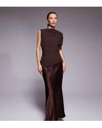 Forever New - 2 In 1 Top Overlay And Slip Maxi Dress In -brown - Lyst