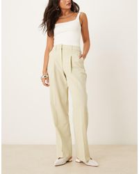 ASOS - Elegante Broek Met Plooien, Rechte Pijpen En Hoge Taille - Lyst