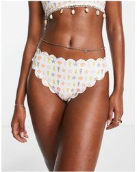 Daisy Street - Slip bikini con stampa di conchiglie e bordo ondulato - Lyst
