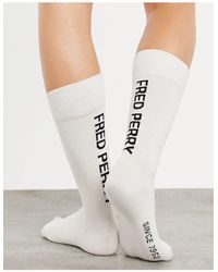 Fred Perry Logo Socks - White