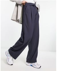 Bershka - Folded Waistband Peg Tailored Pants - Lyst