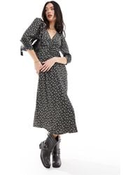 & Other Stories - Midi Dress With Ruched Front And V Neck - Lyst