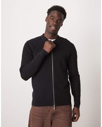 SELECTED - Zip Thru Knitted Long Sleeve Polo Shirt - Lyst