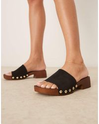 ASOS - Flare Premium Suede Mule Sandal Clogs - Lyst