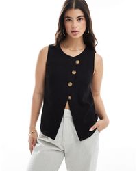 ASOS - Linen Look Asymmetric Button Front Waistcoat - Lyst