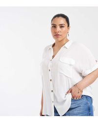 Vero Moda - Button Front Short Sleeve Shirt With Pocket Detail - Lyst