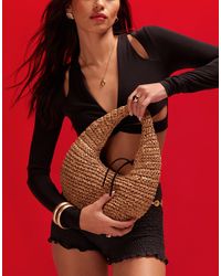 ASOS - Straw Hand Crochet Scoop Shoulder Bag - Lyst
