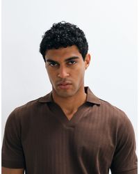 SELECTED - Ribbed Split Neck Polo - Lyst