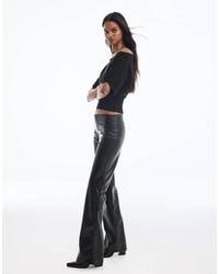 Bershka - Slim Fit Leather Effect Trousers - Lyst