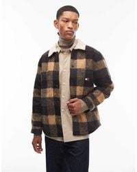 Tommy Hilfiger - Camicia Giacca A Quadri Marroni E Con Colletto - Lyst