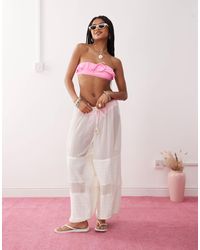 Reclaimed (vintage) - Pull On Balloon Beach Trouser With Lace Inserts And Adjustable Ties - Lyst