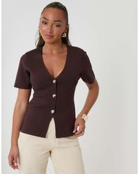 Threadbare - V-Neck Compact Knitted Top - Lyst