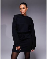 ASOS - Cotton Drawstring Waist Mini Sweat Dress - Lyst