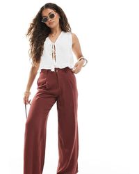 Miss Selfridge - Elegante Broek Van Linnenmix Met Wijde Pijpen - Lyst