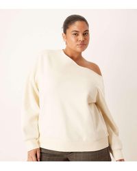 ASOS - Asos Design Curve Off Shoulder Brushback Sweatshirt - Lyst