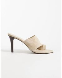 Mango - 100% Suede Leather Heeled Sandals With Toe Detail - Lyst