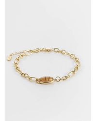 ASOS - Waterproof Stainless Steel Oval Faux Tigers Eye Bracelet - Lyst