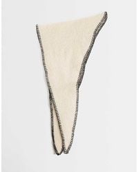 Pieces - Triangle Knitted Scarf With Blanket Stitch Trim - Lyst