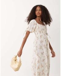 Wednesday's Girl - Wednesdays Girl Tiered Shirred Detail Smock Midaxi Dress - Lyst