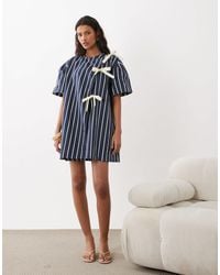 Ghospell Drawstring Mini Dress in Green | Lyst
