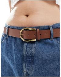 ASOS - Curve - cintura da jeans per vita e fianchi color cuoio con fibbia a mezzaluna - Lyst