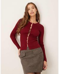 Gina Tricot - Long Sleeve Ribbed Button Down Knitted Top - Lyst