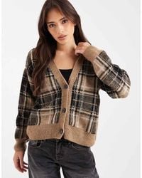 New Look - Plaid Cardigan - Lyst